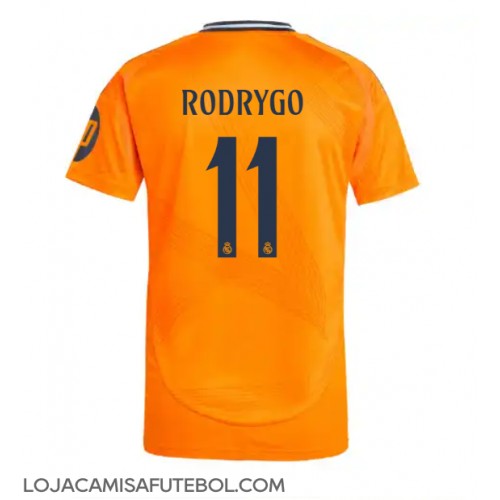 Camisa de Futebol Real Madrid Rodrygo Goes #11 Equipamento Secundário 2024-25 Manga Curta